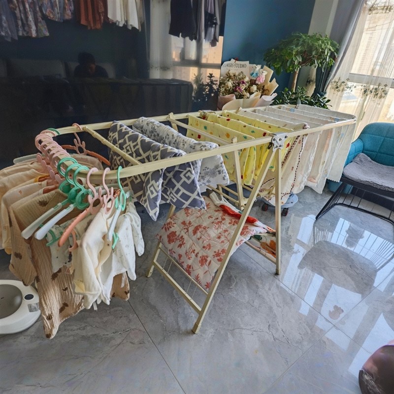 晾衣架落地可移动j可折叠家用阳台室内多功能晒衣架加粗加厚挂衣