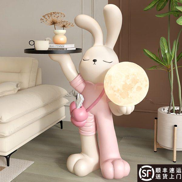 高级感兔子大型客厅落地摆件装饰品电视柜旁沙发边几灯乔迁礼物,家居饰品,落地摆件,淘宝优惠券,粉丝福利购,淘宝优惠卷