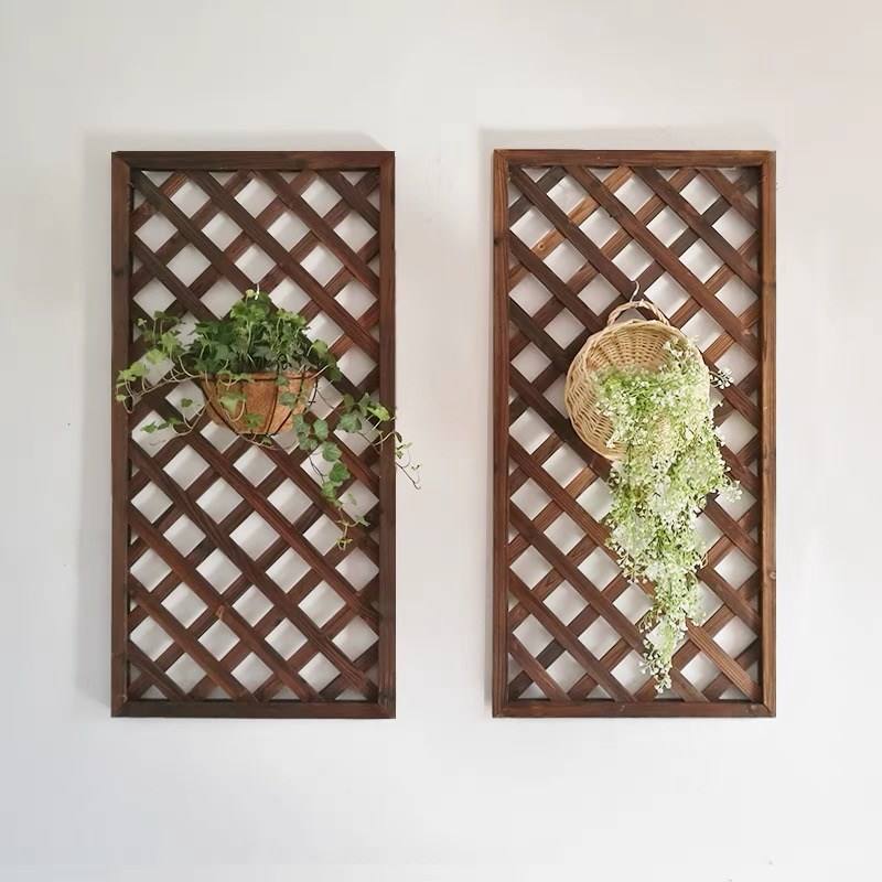 防腐木栅栏篱笆围栏护栏庭院网格屏风隔J断爬藤炭化木花架装饰户