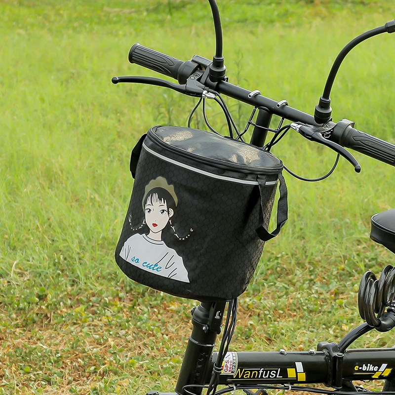 篮子帆布布篮子车菜篮车篓前置挂C包折叠车自行车电动车框单车通