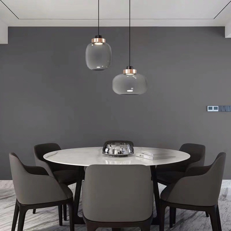 软装北欧简约卧室床头轻奢小w吊灯个性创意餐厅吧台灯装饰玻璃灯