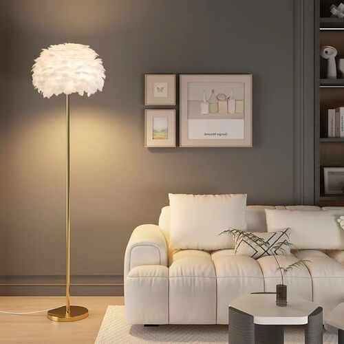 羽毛落地灯现代高级设计卧室客厅床头沙发旁轻奢北欧奶油温馨浪漫
