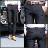 免熨烫长 时装 修身 2023韩国新款 休闲裤 型男士 韩版 显瘦烟管裤 裤 男式