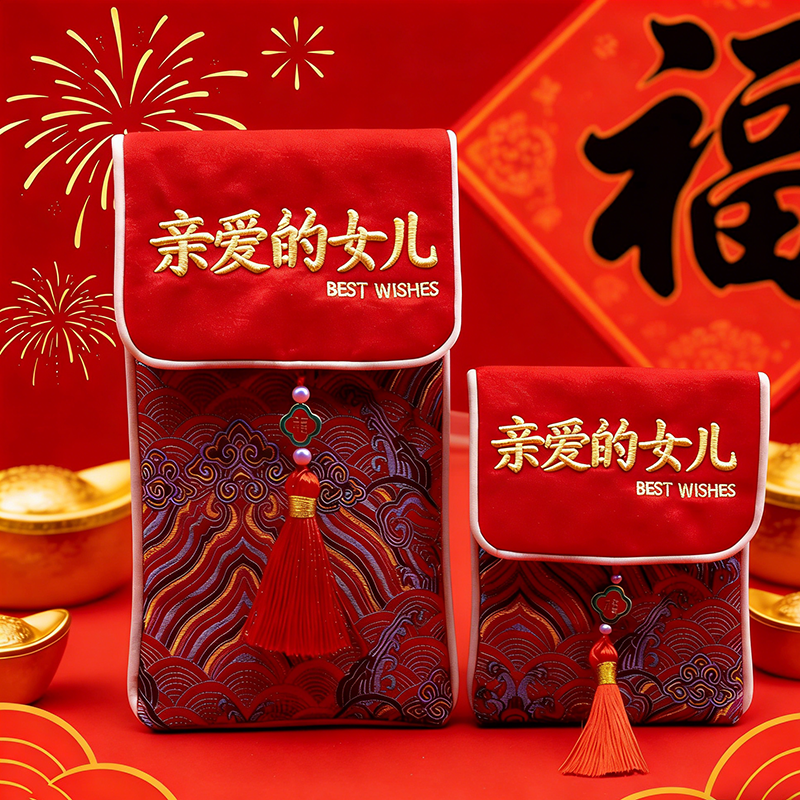 中国风2026高档刺绣红包袋马年新款布艺红包女儿新年压岁钱