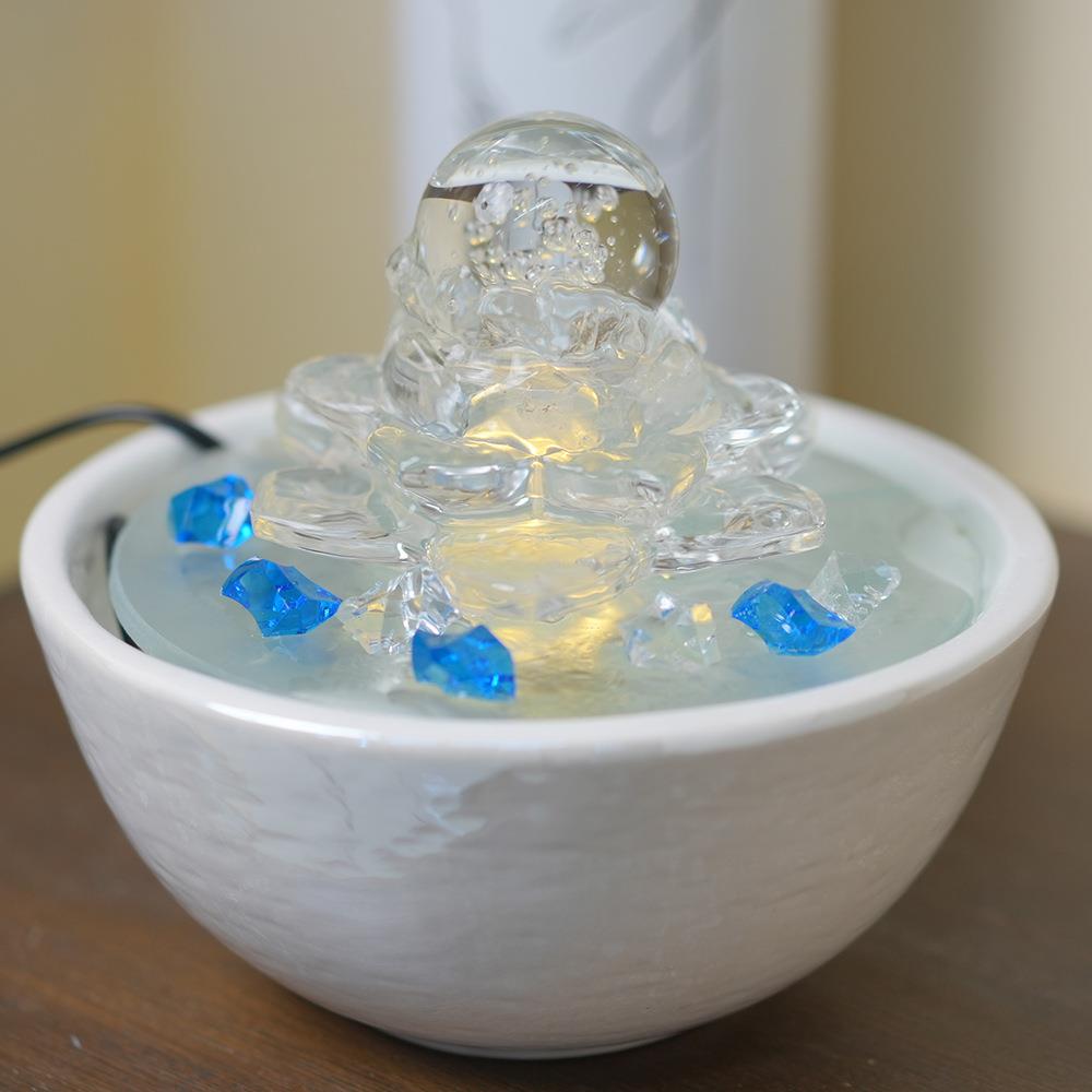 玻璃莲花喷泉流水招财进宝饰品摆件招财流水风水水景