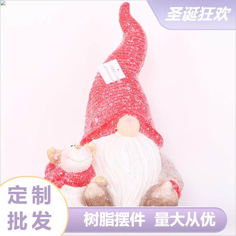 新款大号花园客厅玄关发光摆件 圣诞无脸公仔小鹿树脂摆件LED灯BJ