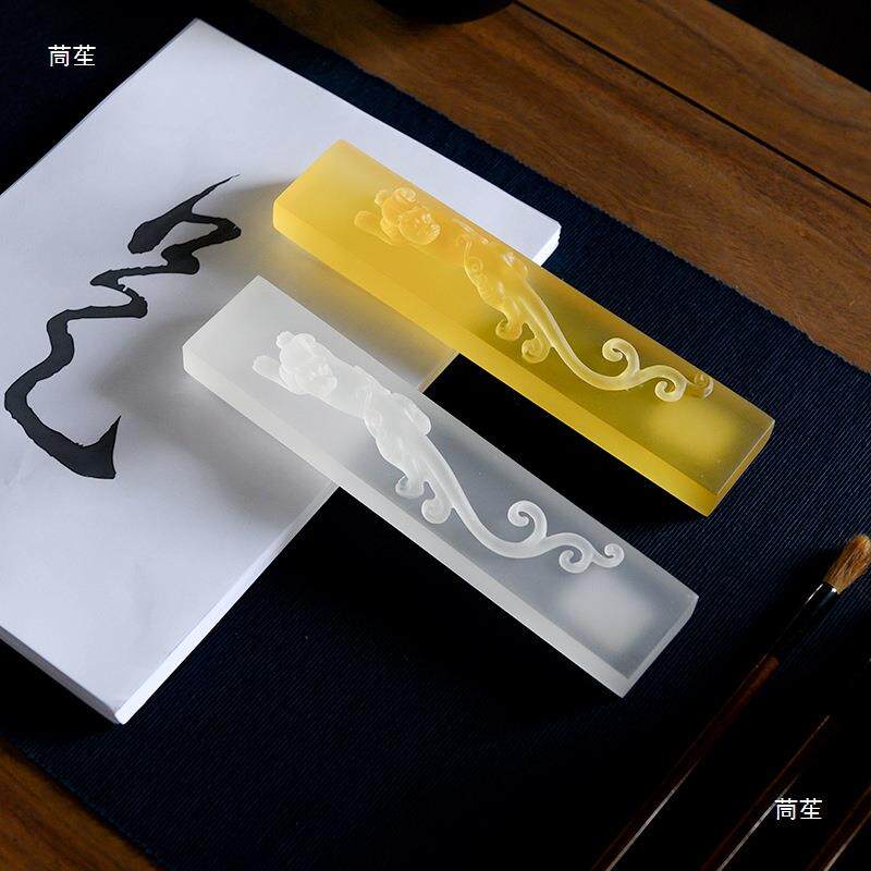 新中式现代磨砂水琉璃玉玺镇纸摆件样板房间博古架书房佛手装饰品