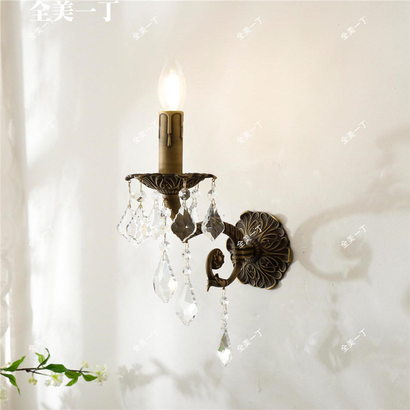 全美一丁法式复古全铜水晶壁灯