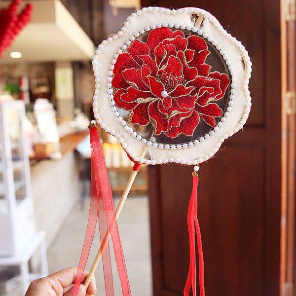 洛阳牡丹花双圈圆扇子复古风流苏跳舞手工艺拍照刺绣加长柄团扇女,居家日用,扇子,淘宝优惠券,粉丝福利购,淘宝优惠卷