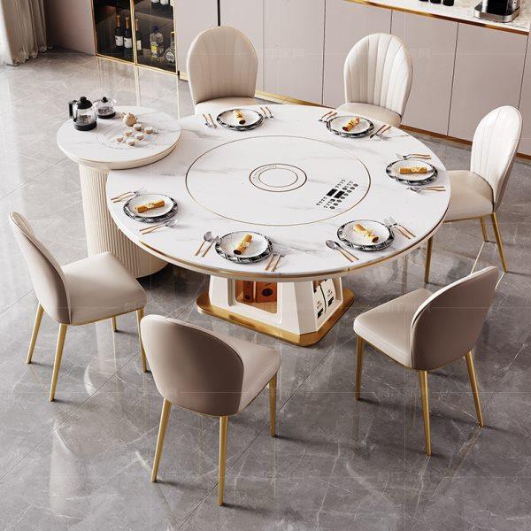 2023新款岩板餐桌椅组合轻奢现代简约多功能方圆两用伸缩带电磁炉,住宅家具,岩板餐桌,淘宝优惠券,粉丝福利购,淘宝优惠卷