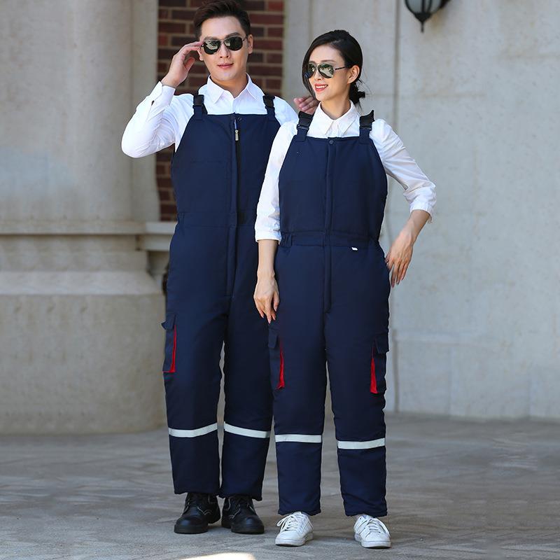 新款加厚帆布背带棉裤厂家工作服加反光条船员劳保服现货