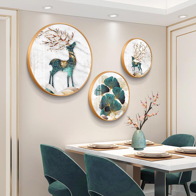现代简约麋鹿轻奢客厅餐厅装饰画新中式北欧墙壁画玄关过道挂画