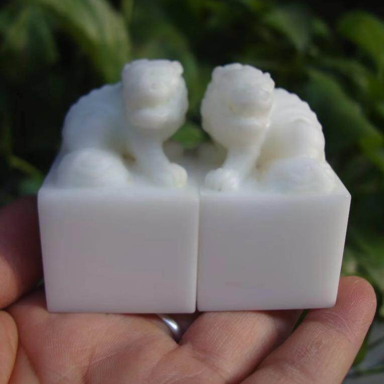 新品对章纯度雪白全软3.2*3.2*5.3纽章印章样品石闲章篆刻寿山石