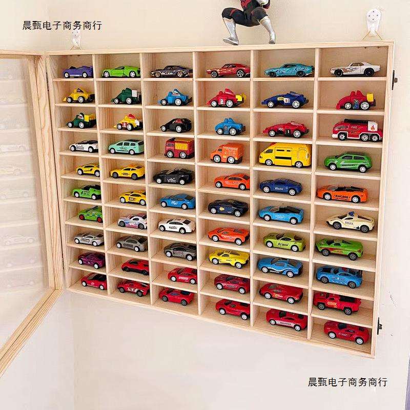 1:64小气车收纳壁挂展示架风火轮多美卡汽车玩具车收纳盒多格实木