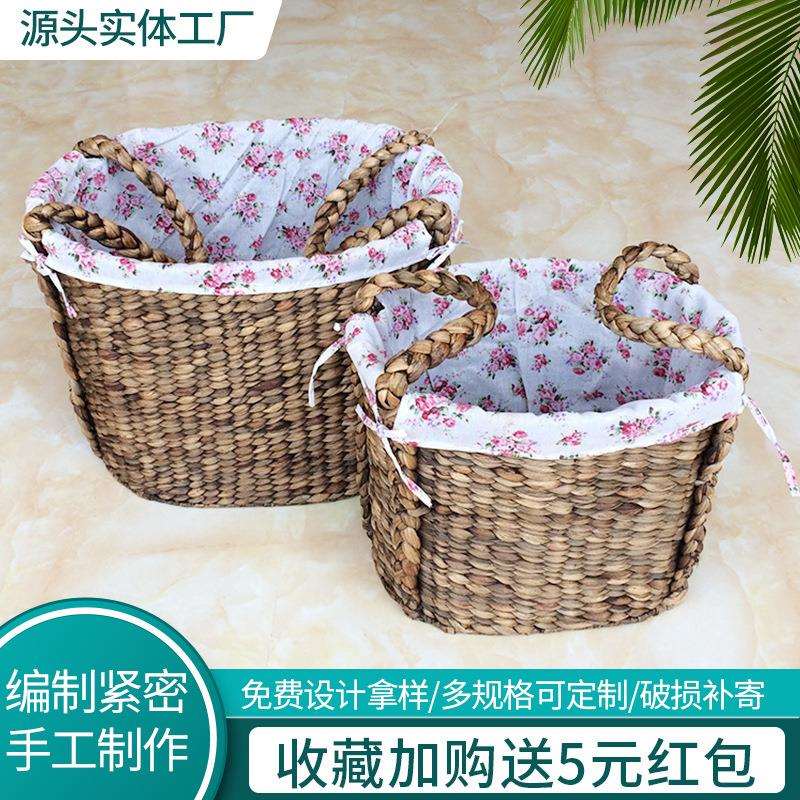 家居日常木质购物篮 复古文艺水葫芦手提篮子 田园风木片编织篮