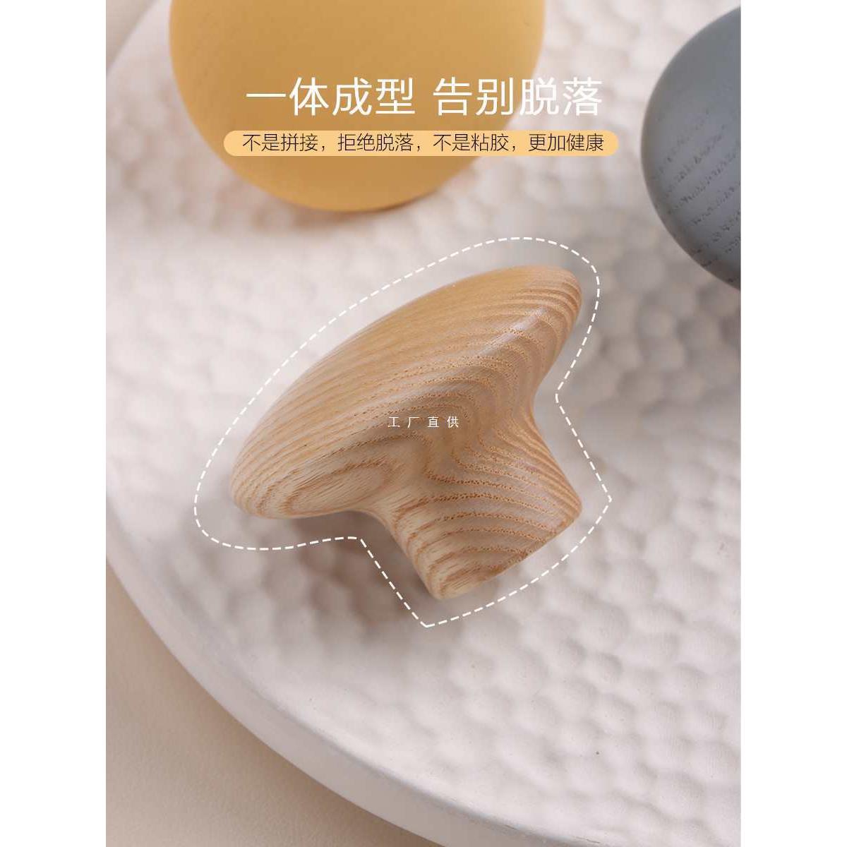 简约儿童房实木拉手宝宝大衣柜柜门原木圆形单孔一门到顶木质