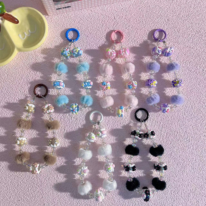 新款秋冬毛绒重工手绘串珠手机链挂饰盲盒钥匙扣配饰包包装饰品女,3C数码配件,手机挂件/手机链,淘宝优惠券,粉丝福利购,淘宝优惠卷