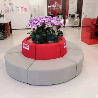 圆柱软包圆形幼儿园大厅休息等候区绕医院银行沙发凳创意早教卡座