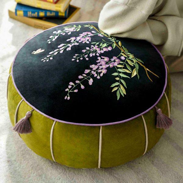 法式紫藤花刺绣坐墩客厅榻榻米坐垫阳台飘窗地上懒人沙发看书蒲团,居家布艺,蒲团,淘宝优惠券,粉丝福利购,淘宝优惠卷