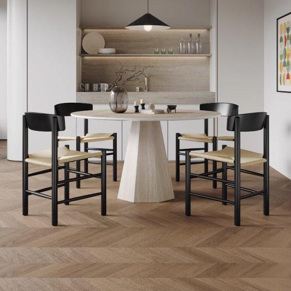 吉诺威2024年新款餐桌椅简约现代高端中古诧寂风洞石圆形岩板餐桌,住宅家具,岩板餐桌,淘宝优惠券,粉丝福利购,淘宝优惠卷