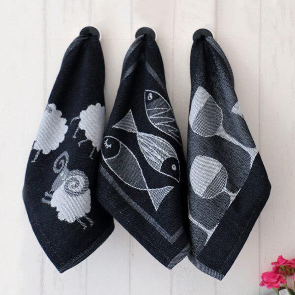 全棉餐巾手巾瑞典手厨房抹布ndl欧美布黑色手帕擦Eu ke田园方巾