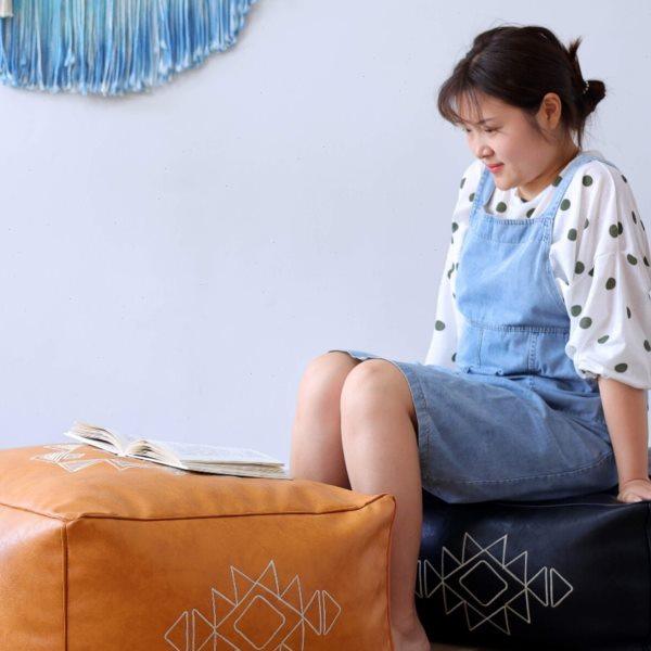 方形刺绣蒲团坐垫皮质懒人沙发豆袋北欧坐墩坐垫家用地上榻榻米垫,居家布艺,蒲团,淘宝优惠券,粉丝福利购,淘宝优惠卷