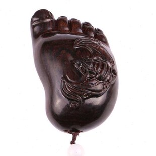 黑知足常乐文玩挂件把玩件小脚雕刻丫丫红木手把件手雕檀木脚蝙蝠