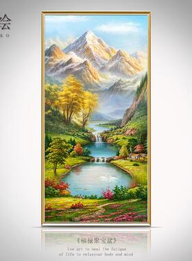 金山风景纯手绘油画玄关聚宝盆装饰画高级感美式山水走廊过道挂画