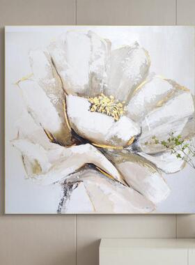 纯手绘抽象油画《盛开》美式客厅装饰画玄关餐厅挂画轻奢花卉立体