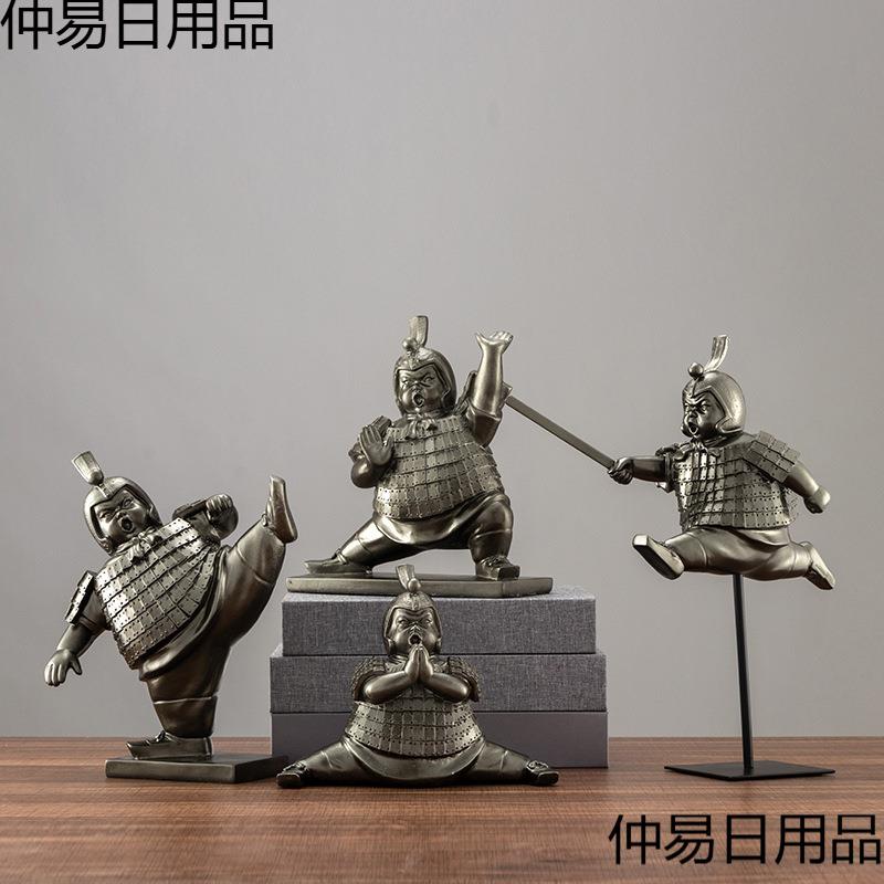 新中式文创意家居秦大兵马俑摆件复古办公室橱窗玄关柜个性装饰品