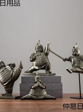 新中式文创意家居秦大兵马俑摆件复古办公室橱窗玄关柜个性装饰品