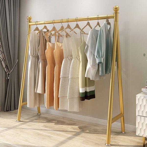 晒阳台折叠金色挂衣杆式宿舍架晾衣架落地小型凉家用内外伸缩卧室