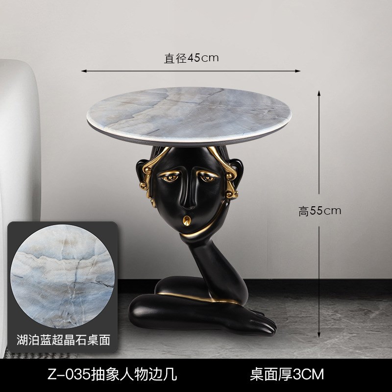 人物摆件家居客厅茶几玄关茶桌电视柜办公室装饰T品边几法式轻奢