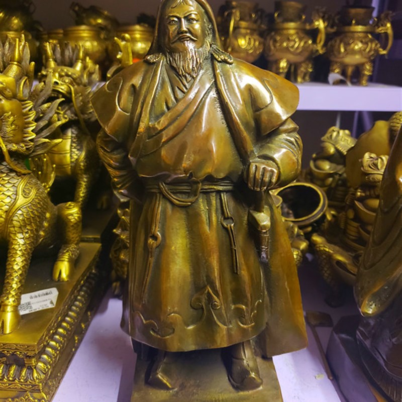 成吉思汗铜像g高约29厘米纯铜成吉思汗佛像神像站像工艺品摆件铜