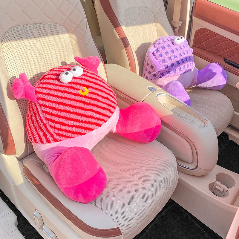 汽车腰靠开车靠背腰垫q护腰车载座椅腰托卡通怪兽办公室车用腰枕