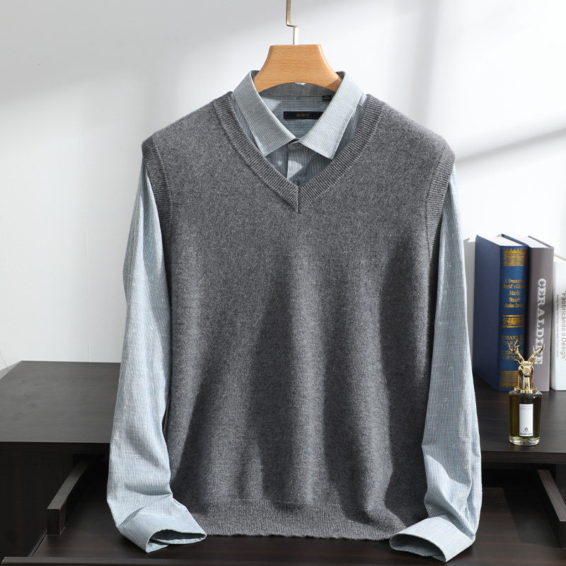 四平加厚马甲背心男100纯羊绒衫秋冬季针织打底衫V领宽松毛衣坎肩,男装,羊绒背心,淘宝优惠券,粉丝福利购,淘宝优惠卷