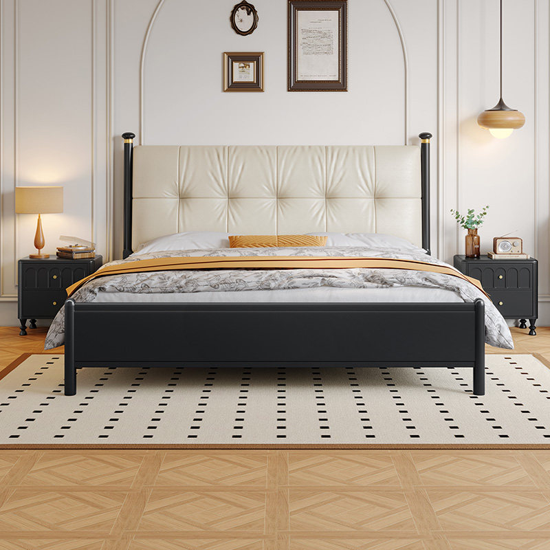 美式复古软包床北欧实木床1.5米法式中古床1.8米婚床主卧双人床