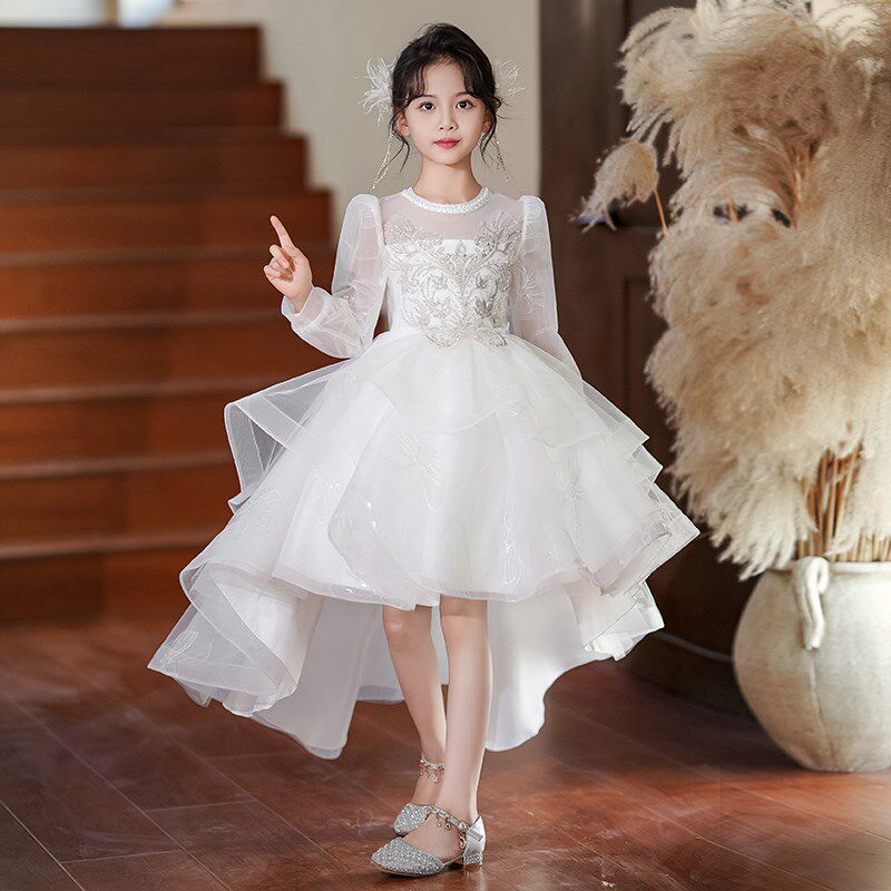 花童婚礼小女孩礼服女童高端公主裙钢琴演奏演出服儿童绝美婚纱裙