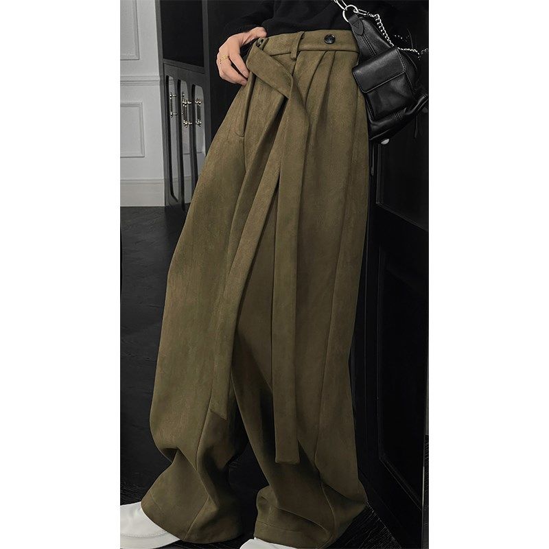 龙叨叨秋冬新款潮流飘带设计感厚款宽松垂感百搭休闲阔腿长裤,男装,休闲裤,淘宝优惠券,粉丝福利购,淘宝优惠卷