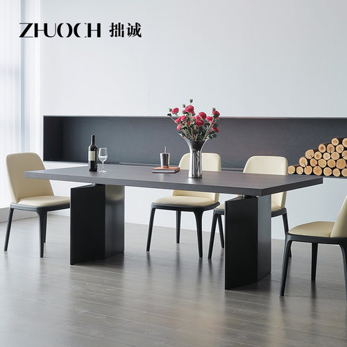 意式轻奢家用极简餐桌椅组合现代客餐厅大长桌子工作台长方形饭桌