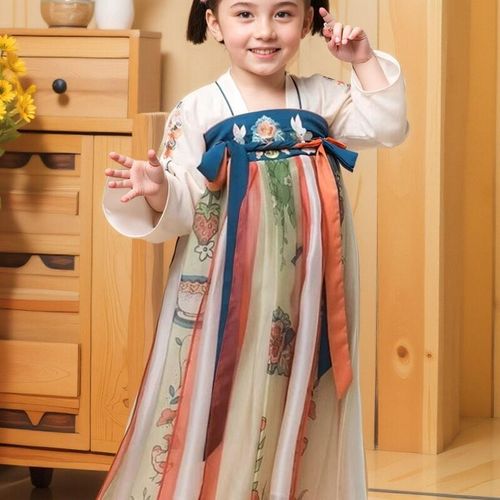 汉服女童连衣裙唐代公主连衣裙小女孩周岁礼服襦裙高端年服小童