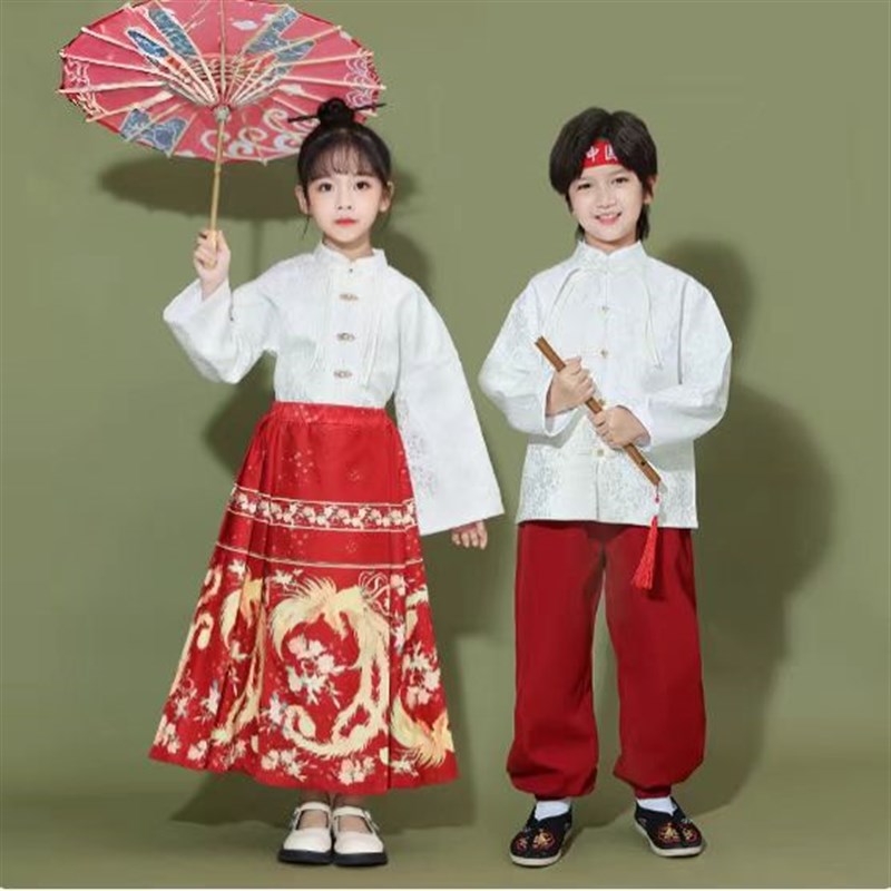 儿童演出服啦啦队中小学生运动会开幕式服装男女童马面裙节表演服
