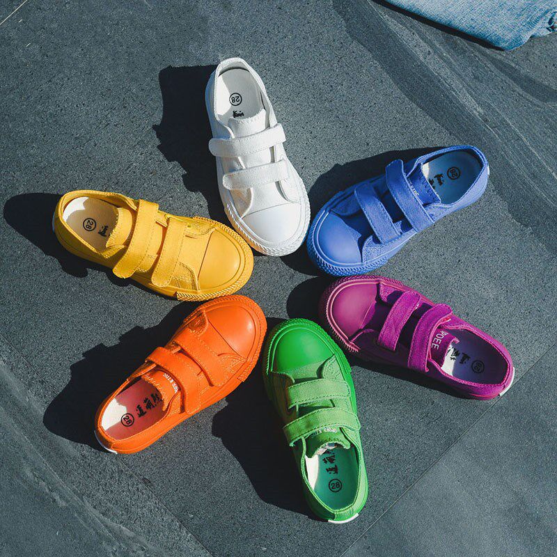 2023春新品儿童帆布鞋潮男女童低帮球鞋子时尚炫酷魔术贴童鞋韩版