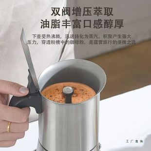 双阀高压摩卡壶不锈钢咖啡壶意式浓缩萃取家用小型煮咖啡器具套装