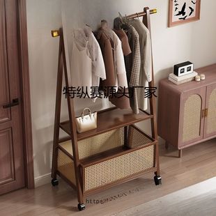 衣架落地立式衣帽架卧室简易家用衣服实木挂衣架收纳架子置物架竹