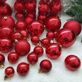 饰6CM8CM10CM圣诞树装 10CM红色圣诞球珠光球美陈店铺装 饰品