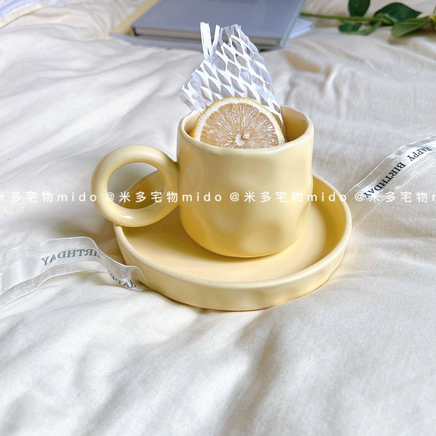 韩国ins风意式拿铁咖啡杯碟套装高颜值牛奶甜品下午茶陶瓷水杯盘,餐饮具,杯垫,淘宝优惠券,粉丝福利购,淘宝优惠卷