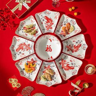 一整套家用子全盘子组合团圆拼盘拼盘盘子饭碗各种餐桌组合装过年