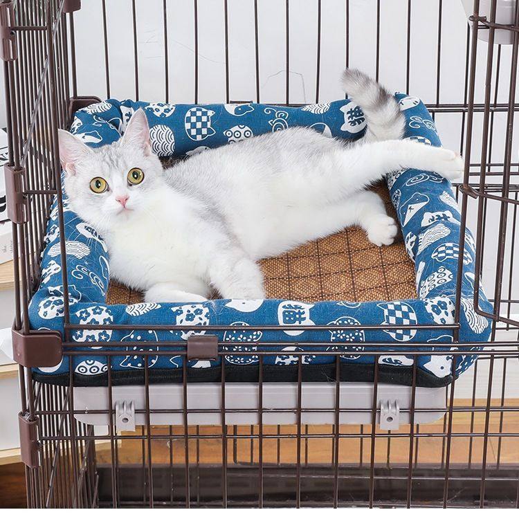 夏天笼子可固定猫窝睡垫猫咪垫子四季通用凉席冰丝降温宠物窝