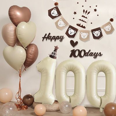 宝宝100天布置百天装饰场景生日气球仪式感道具男孩子背景墙